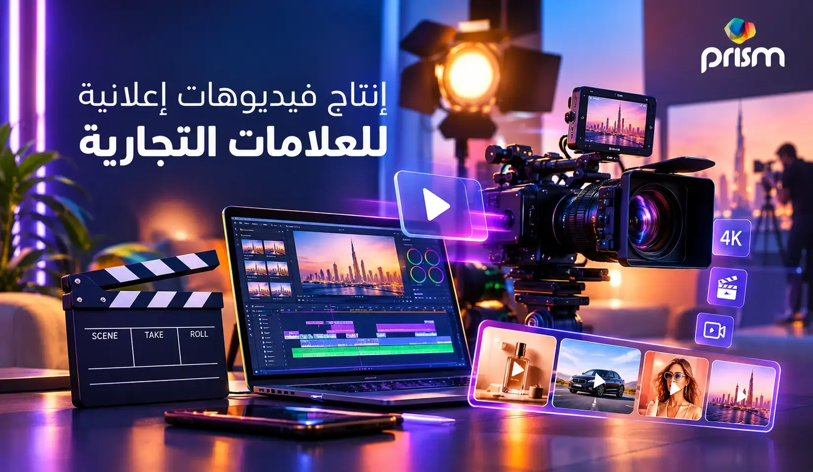 إنتاج فيديوهات إعلانية للعلامات التجارية في دبي داخل استوديو احترافي