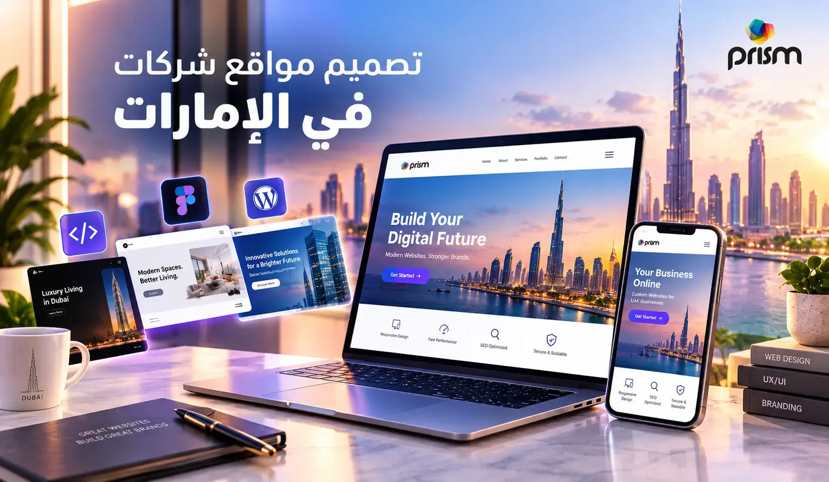 تصميم مواقع شركات في الإمارات: موقع متجاوب على لابتوب وهاتف