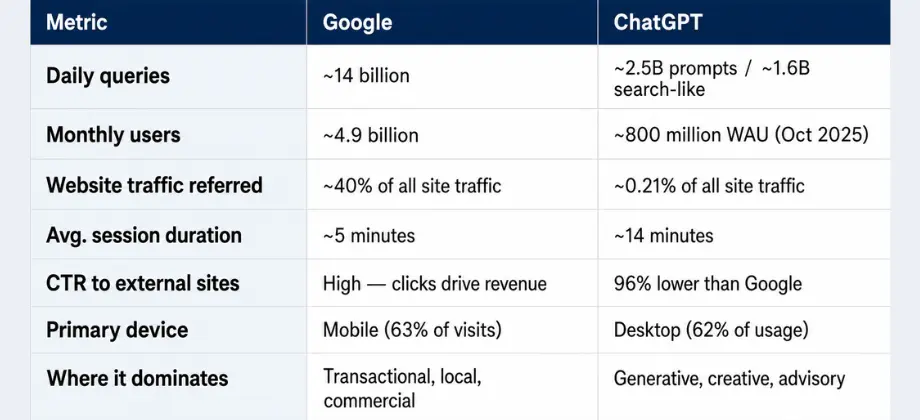 AI search tools and traditional search engines comparison