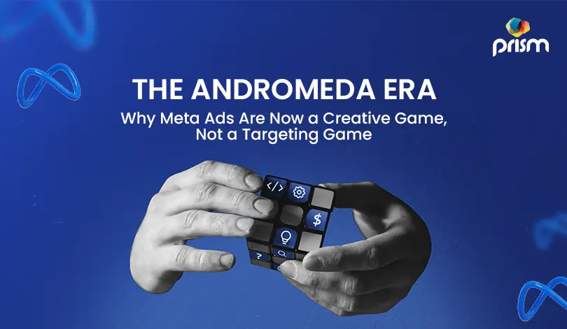 The Andromeda Era showing Meta Ads shift from targeting to creative strategy with AI-driven advertising concept