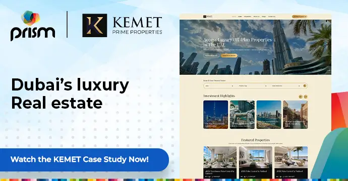 Prism Digital and Kemet Prime Properties case study cover – Dubai's luxury off-plan real estate website design – Prism Digital UAE