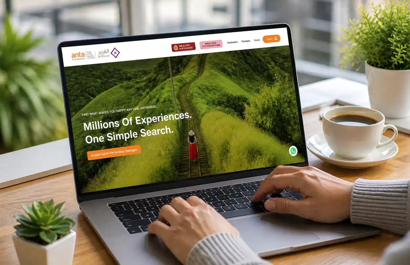 Anta Travel website interface displayed on laptop showcasing user-friendly design and seamless booking experience developed by Prism Digital for travel and tourism businesses