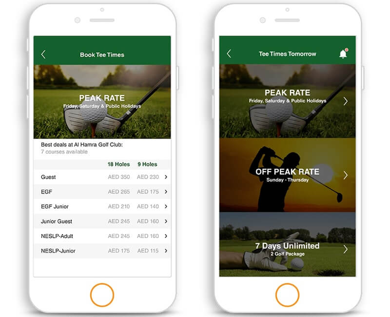 Mobile App Development for Al Hamra Golf Club